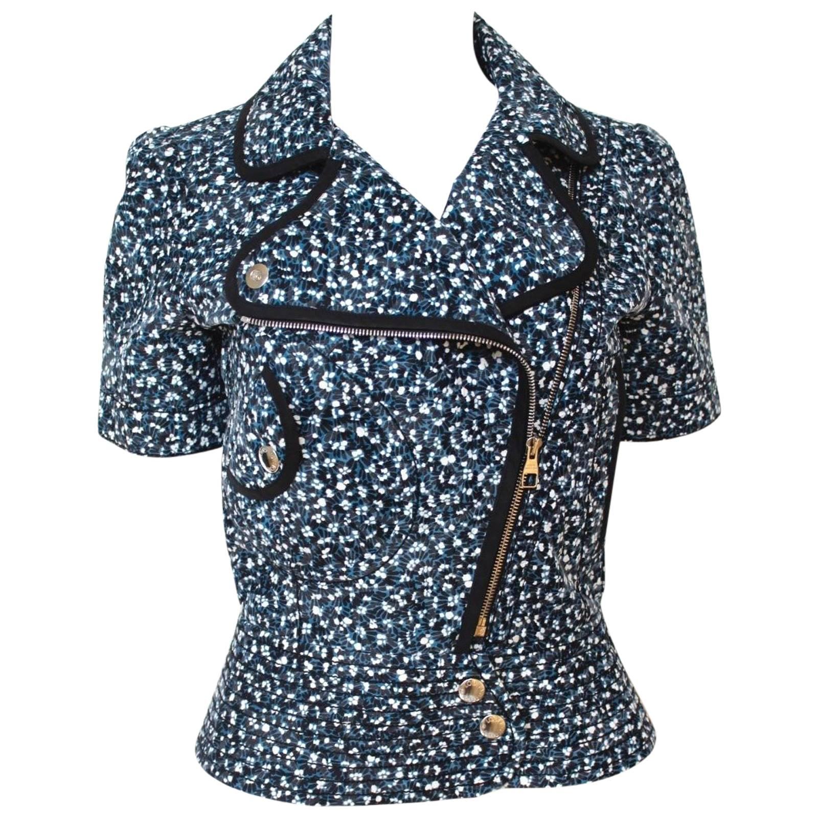 Louis Vuitton Blue Print Short Sleeve Resort 2012 Jacket 36 uk 8   For Sale
