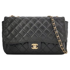 Chanel Now and Forever Large Flap Bag Black Lambskin Gold HW, 2013-14