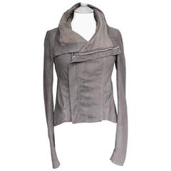 Used Rick Owens Celebrity Taupe brown blistered washed leather jacket UK 10  