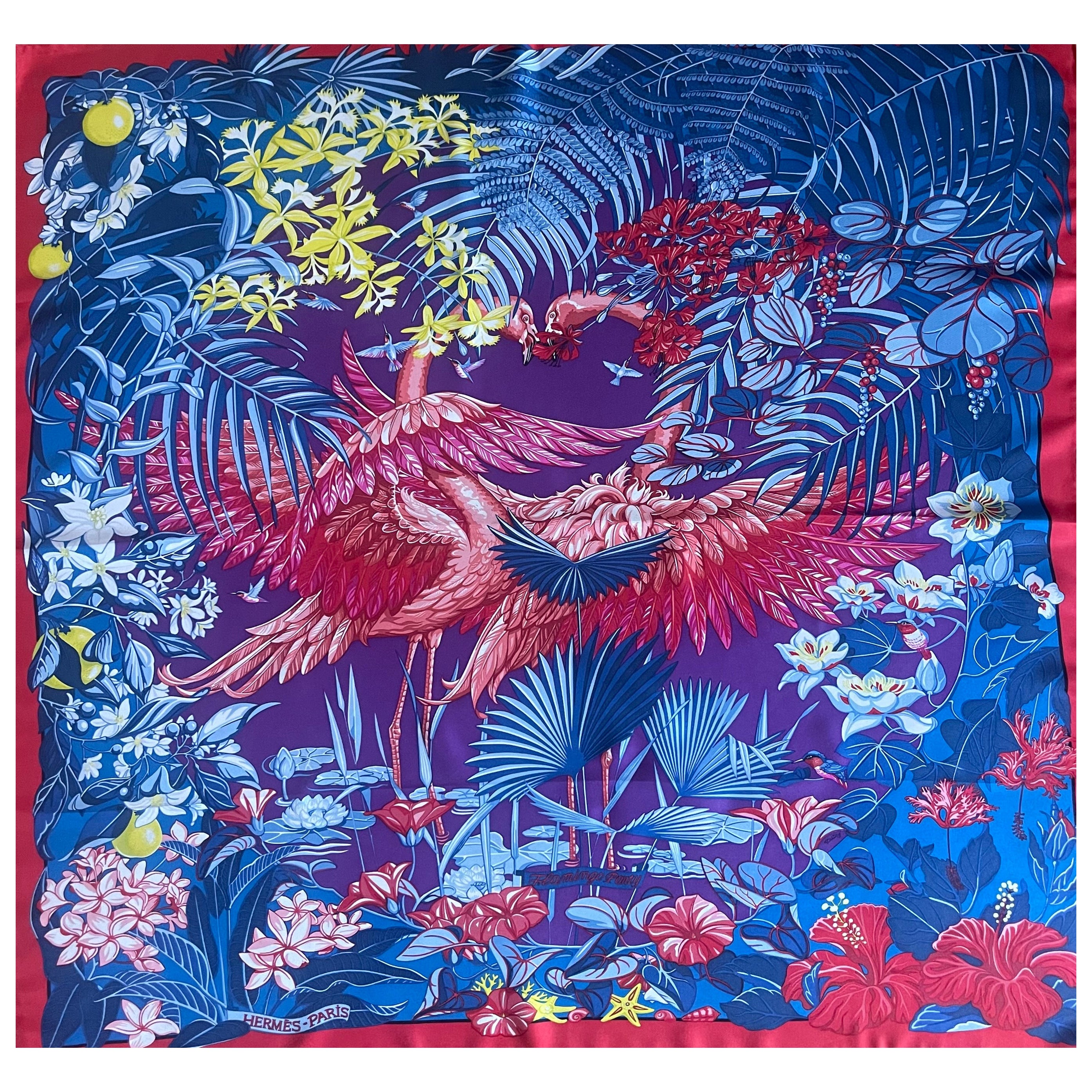 Hermès Silk Scarf "Flamingo Party" 2015 For Sale