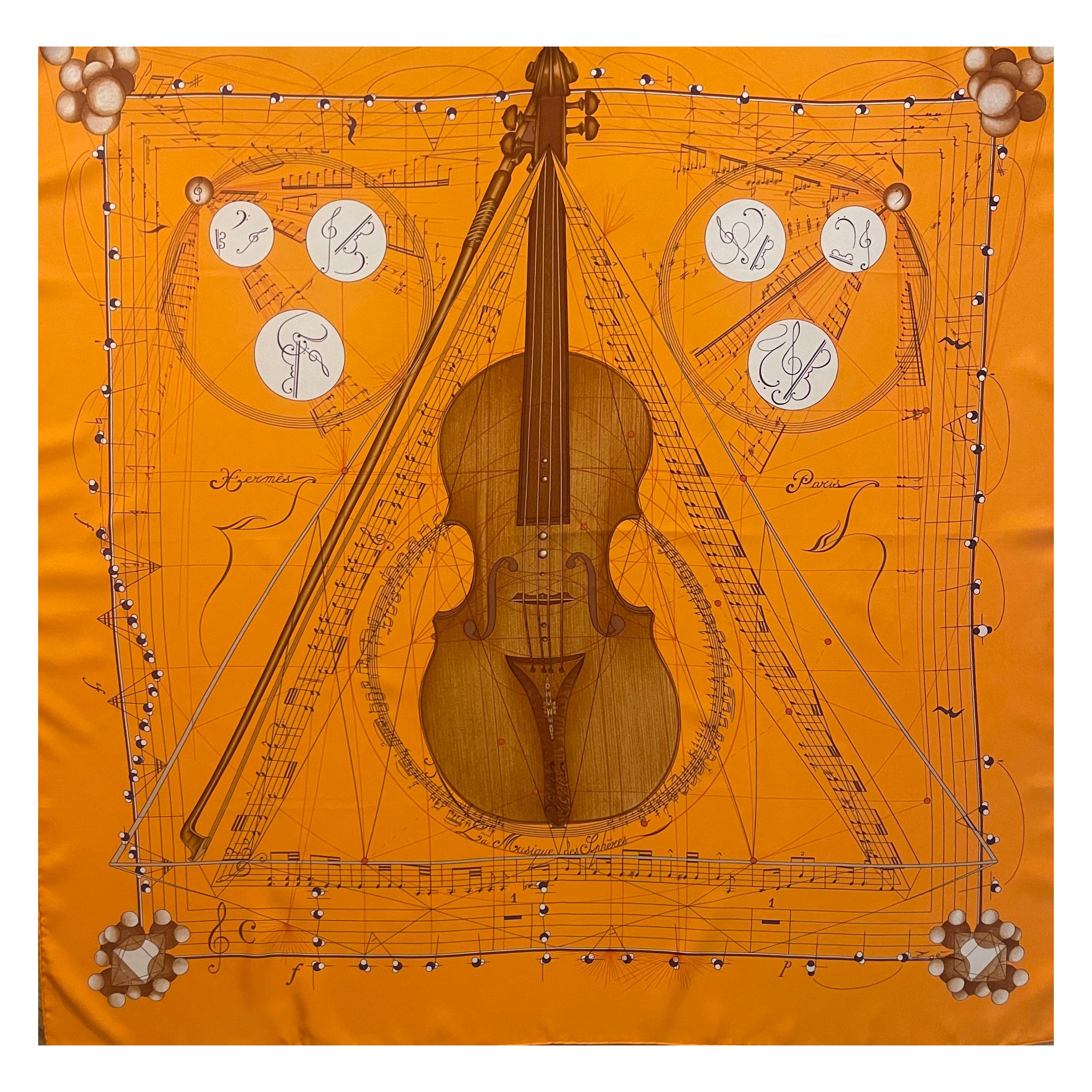 Hermès Silk Scarf "La Musique Des Sphéres" 1996 For Sale