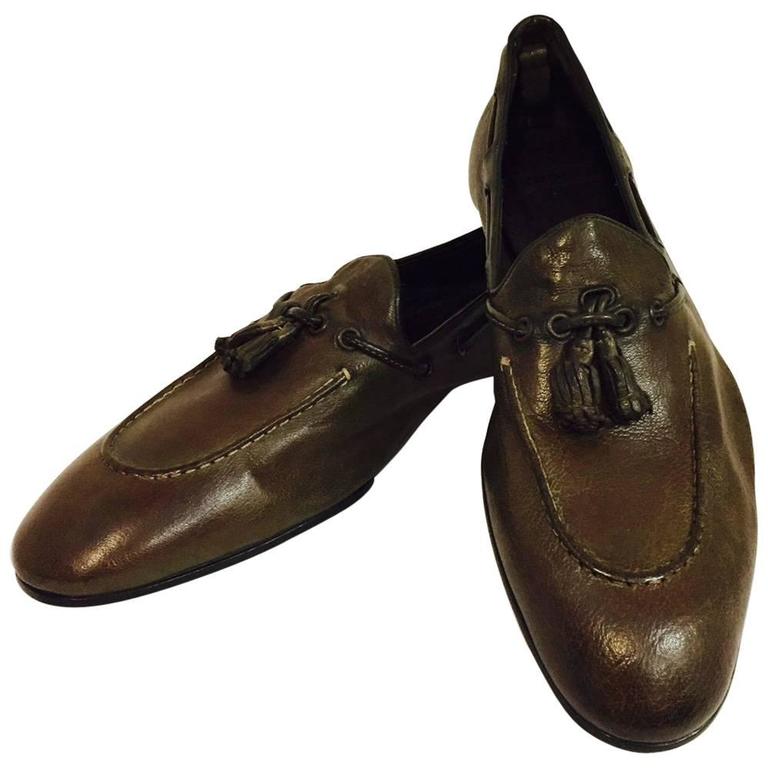 Men's Raparo Italian Tassel Loafer in Antiqued Olive/Brown Size 8 1/2 at 1stDibs | raparo shoes