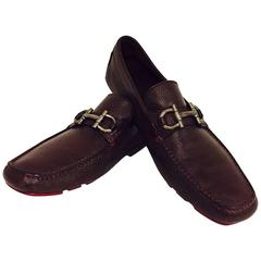 Men's Salvatore Ferragamo Leather Driving Shoes in Cocoa Brown Size 8 1/2 11
