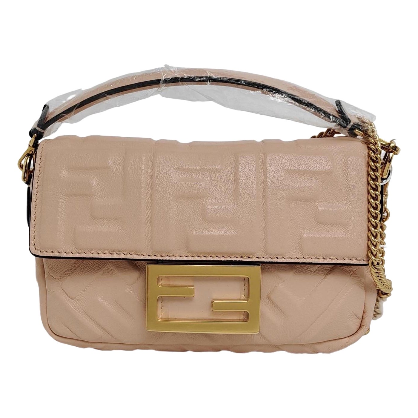 Fendi Baguette Mini Pale Pink Nappa Leather Crossbody Bag For Sale
