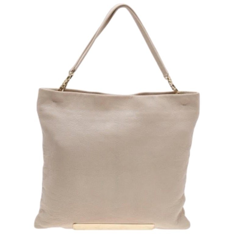 Jimmy Choo Beige Leather Large Charlie Tote For Sale