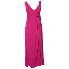 Valentino Rosa Krepp Schlitz Detail Drapiert Ärmelloses Kleid L
