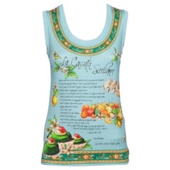 Dolce & Gabbana Blue Cotton La Cassata Siciliana Tank Top S