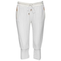Roberto Cavalli - Joggers in cotone bianco con dettagli a costine - M. I.