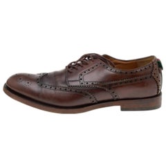 Gucci Dark Brown Brogue Leather Oxfords Size 42