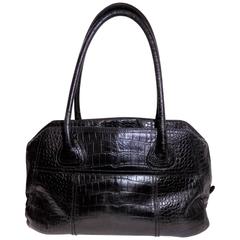 Prada Black Large Croco Bowling Bag