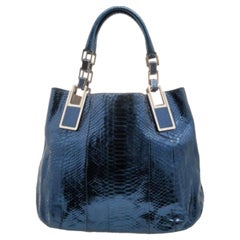 Anya Hindmarch Fourre-tout Hector en python bleu métallisé