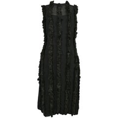 Comme des Garcons Black Dress with Furry Stripes 2015