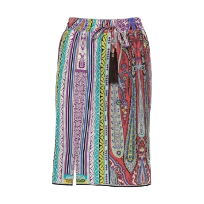 Etro Minifalda de seda con estampado paisley multicolor M