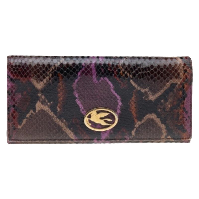 Etro Multicolor Python Effect Leather Flap Continental Wallet For Sale