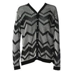 M Missoni Monochrome gemustert Perforierte Strickjacke mit Knopfleiste L