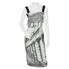 Dolce & Gabbana Monochrome Temple Printed Crepe Sleeveless Midi Dress S