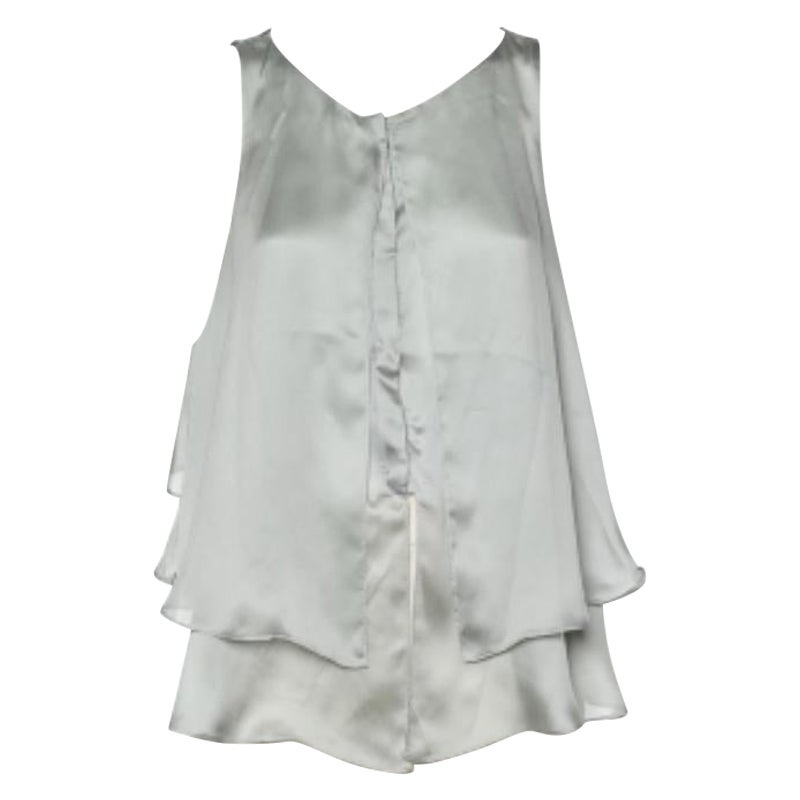 Emporio Armani Pale Green Silk Layered Sleeveless Button Front Top M