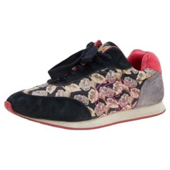 Tory Burch Mehrfarbige Low Top-Sneakers aus Stoff und Leder aus Stoff und Leder Größe 38