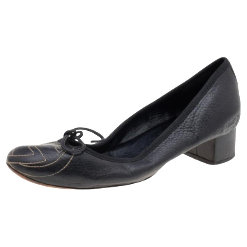 Gucci - Escarpins à talon bloc en cuir noir - Taille 37