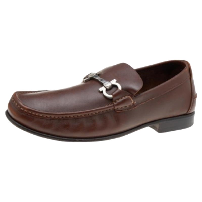 Salvatore Ferragamo Mocasines Gancini Bit de piel marrón Talla 43