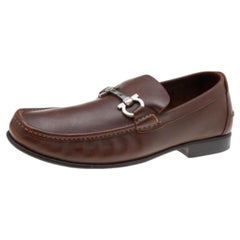 Salvatore Ferragamo Mocasines Gancini Bit de piel marrón Talla 43