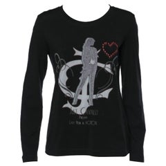 Just Cavalli Black Printed Cotton Knit Long Sleeve T-Shirt XL