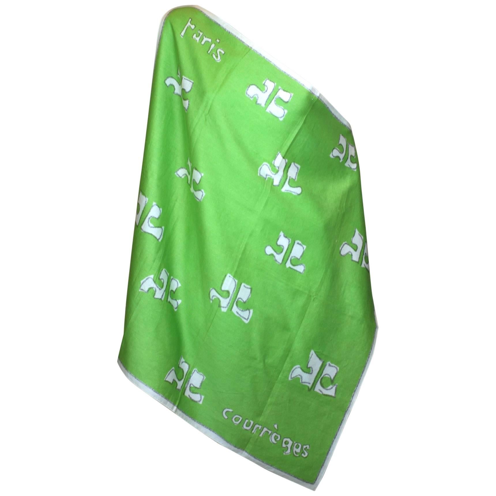 Andre Courreges Cotton Sateen Logo Scarf For Sale