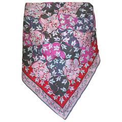 Vintage Emilio Pucci Pink and Red Floral Cotton Scarf