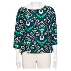 M Missoni Multicolor Bedrucktes Seiden-Rundhals-Top S