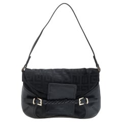 Givenchy Black Monogram Canvas and Leather Flap Shoulder Bag