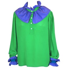 Yves Saint Laurent „Russian Collection“ geraffte Seidenkrepp-Bluse