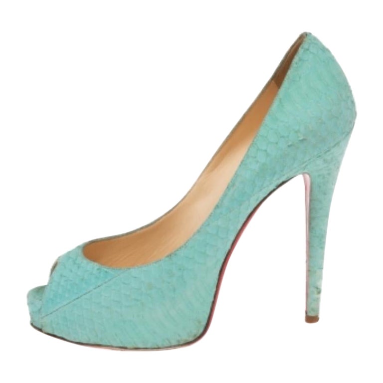 Christian Louboutin Turquoise Green Python Very Prive Pumps Size 39