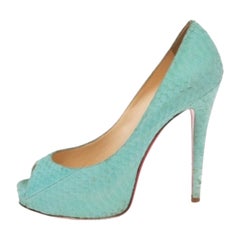 Christian Louboutin Turquoise Green Python Very Prive Pumps Size 39