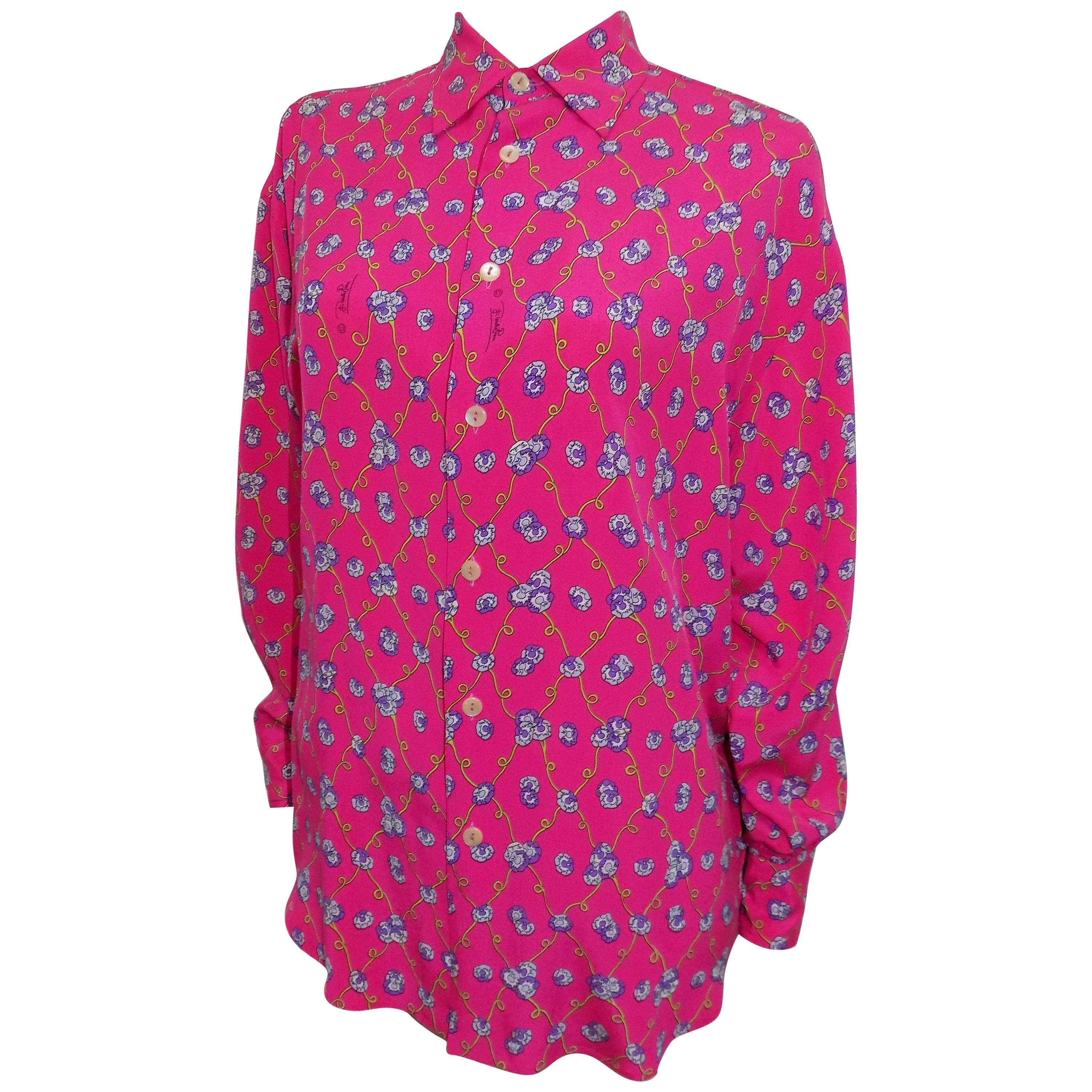 Emilio Pucci Vintage Silk print blouse Circa 1970