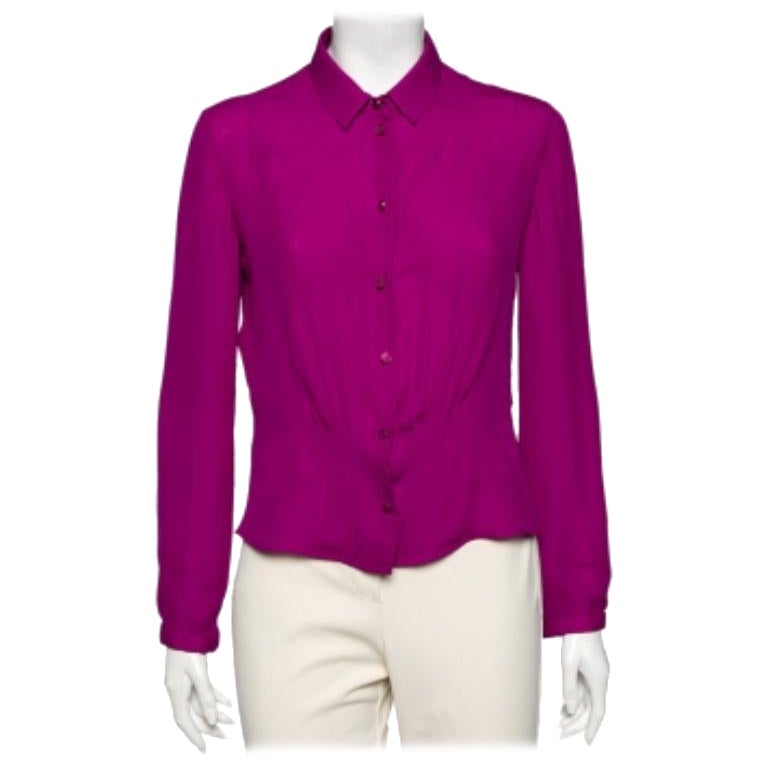 Emporio ARMANI Blusa con botones de seda morada L
