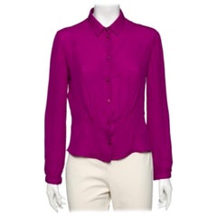 Emporio ARMANI Blusa con botones de seda morada L