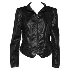 Emporio Armani - Giacca con zip in cotone testurizzato nero L.
