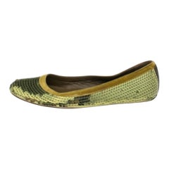 Gucci Green Sequin Ballet Flats Size 38.5