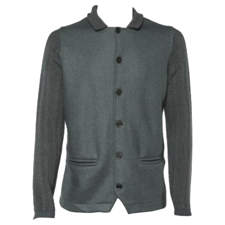Giorgio Armani - Giacca grigia in lana e maglia con dettaglio maniche e bottoni XL