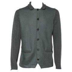Giorgio Armani Chaqueta gris de lana y punto con detalle de mangas y botones delante XL