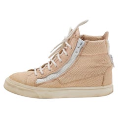 Giuseppe Zanotti, pelle goffrata di pitone color pesca, scarpe da ginnastica alte 36 anni