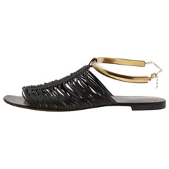 Giuseppe Zanotti Dunkelbraunes Leder Riemchensandalen Größe 38