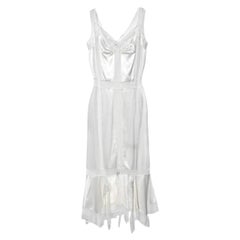 Weißes Satin- und Spitze getäfeltes Slip-Kleid von Burberry XS