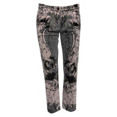 Roberto Cavalli Graue gerade Hose aus bedruckter Baumwolle M