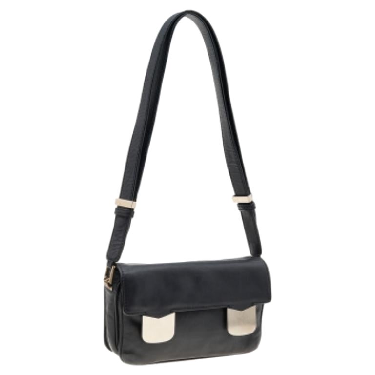 Valentino Black Leather Flap Shoulder Bag For Sale