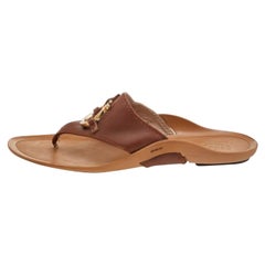 Salvatore Ferragamo Braun Leder Gancini Zehensteg Flats Größe 40