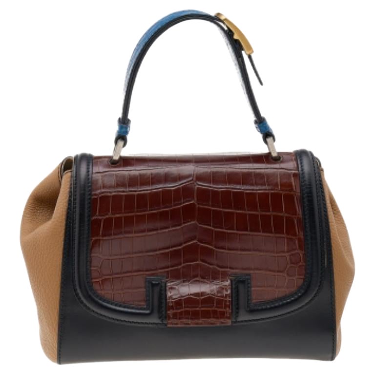Fendi Cartable Silvana en cuir multicolore et crocodile