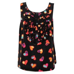 Boutique Moschino Top Seda Estampado Corazón Negro L