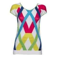 Versace Jeans Couture Multicolor Stripe Cap Sleeves Top M