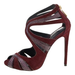 Sandalias Dolce & Gabbana de ante burdeos y piel de serpiente talla 36.5